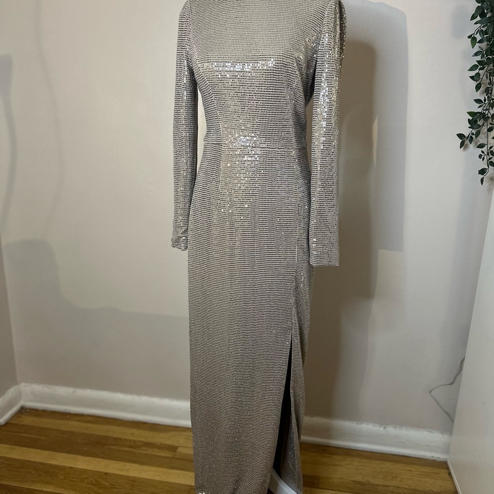 Elegant Silver Sequin Gown
